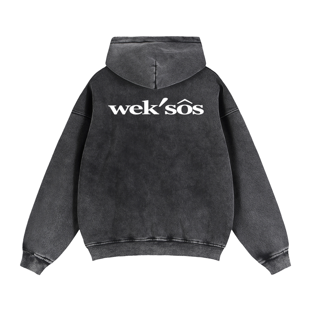 Loose Vintage Zip-Through Boxy Fleece Hoodie
