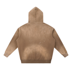 Vintage Washed Frayed Fleece Hoodie in Urban Grey Thicken Loose Hoodie