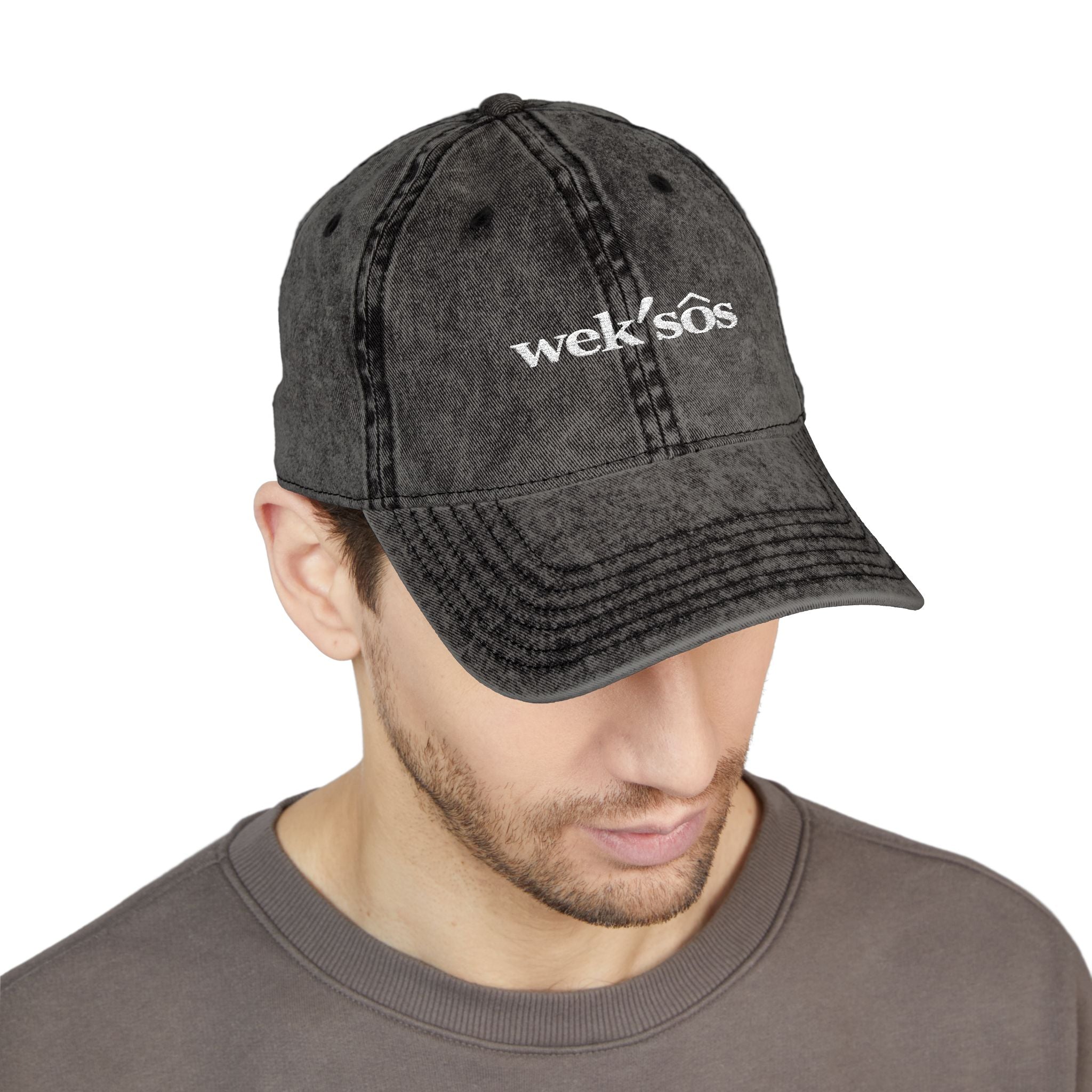 Willa Washed Grey Embroidered Cap