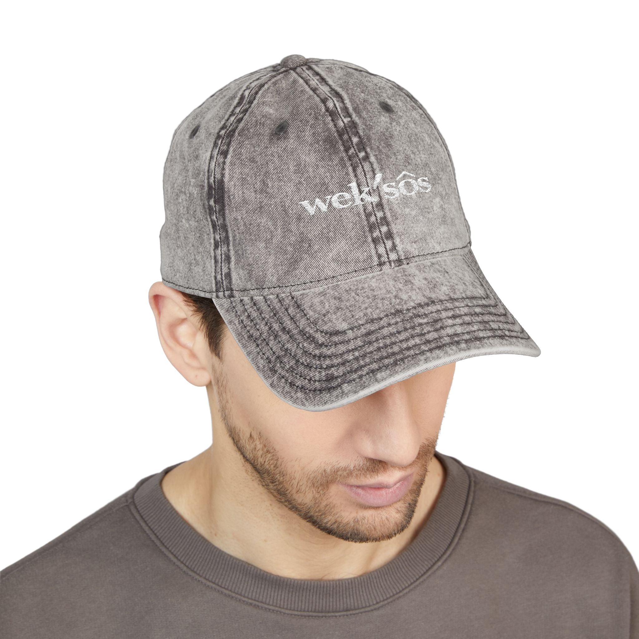 Willa Washed Grey Embroidered Cap