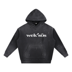 Vintage Washed Frayed Fleece Hoodie