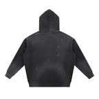 Vintage Washed Frayed Fleece Hoodie in Urban Grey Thicken Loose Hoodie