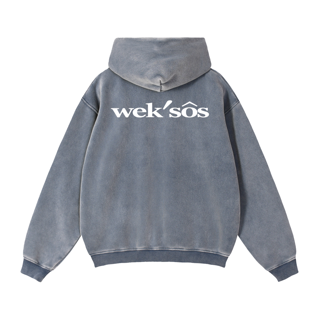 Loose Vintage Zip-Through Boxy Fleece Hoodie