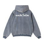 Loose Vintage Zip-Through Boxy Fleece Hoodie