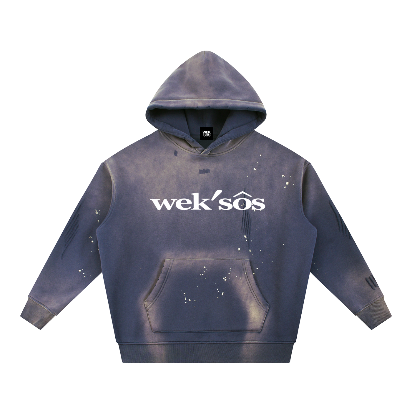 Vintage Washed Frayed Fleece Hoodie