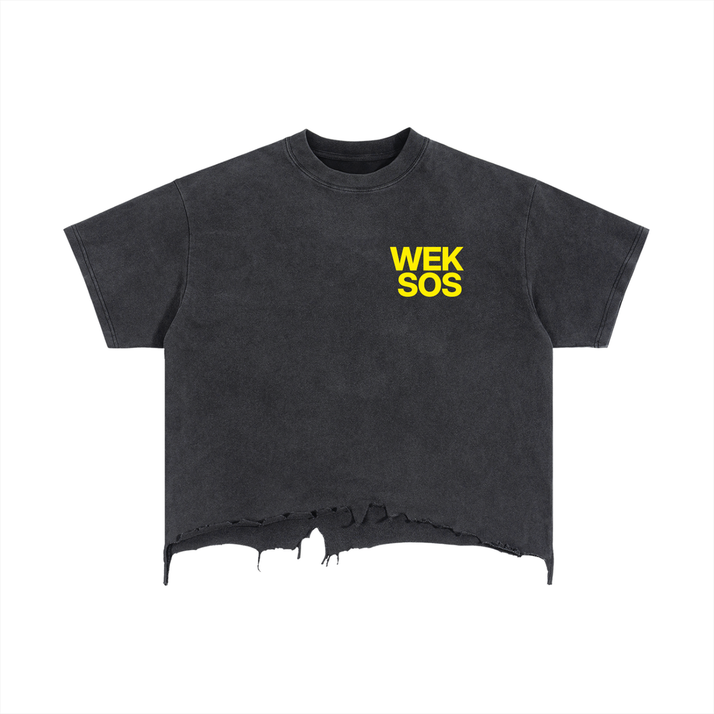 Vintage Wash Boxy Distressed Hem T-Shirt