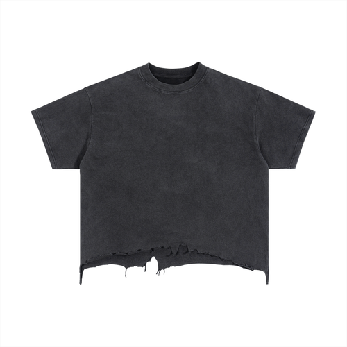 Vintage Wash Boxy Distressed Hem T-Shirt
