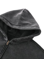 Loose Vintage Zip-Through Fleece Hoodie