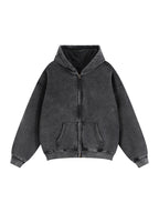 Loose Vintage Zip-Through Boxy Fleece Hoodie