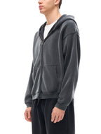 Loose Vintage Zip-Through Boxy Fleece Hoodie
