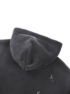 Vintage Washed Frayed Fleece Hoodie in Urban Grey Thicken Loose Hoodie