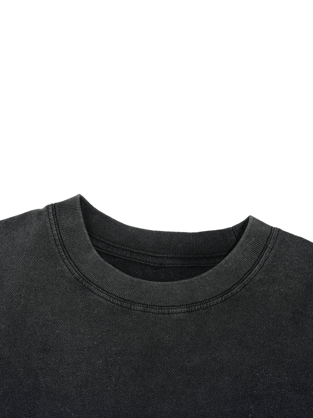 Vintage Wash Distressed Hem Cotton Tee in Faded Black Unisex