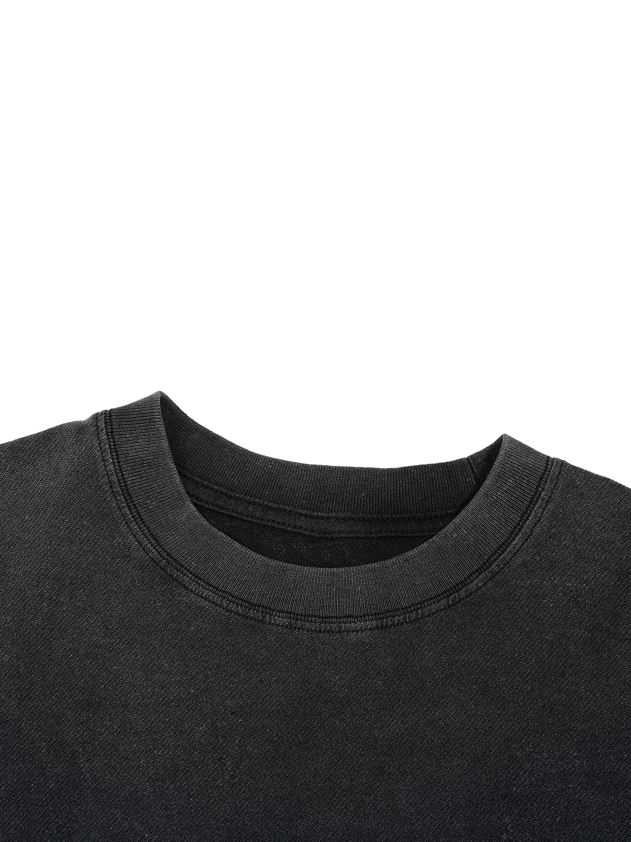 Vintage Wash Distressed Hem Cotton Tee in Faded Black Unisex